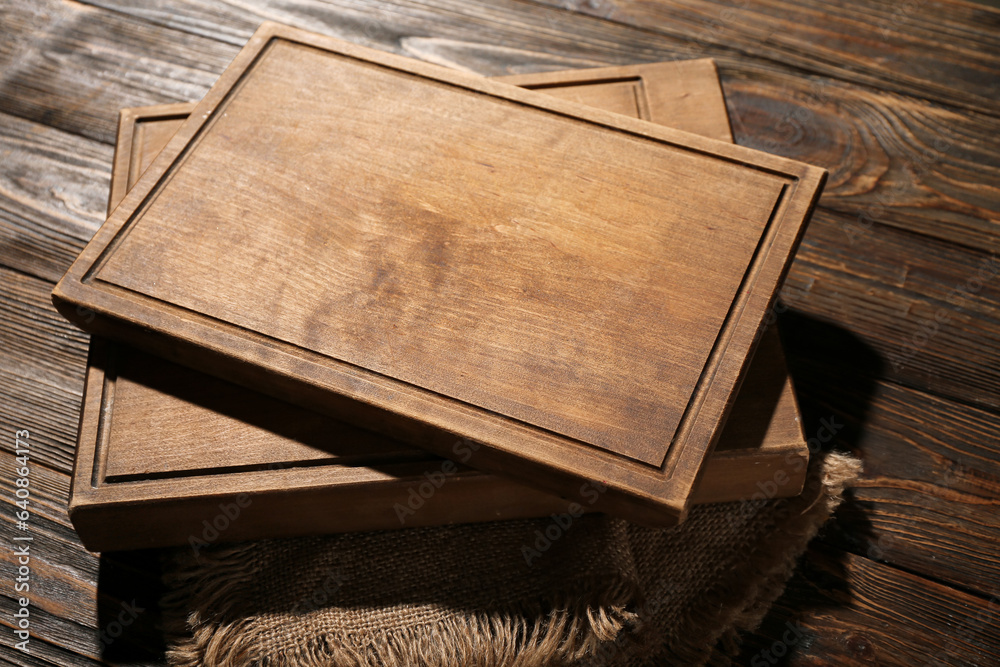 New cutting boards on wooden background