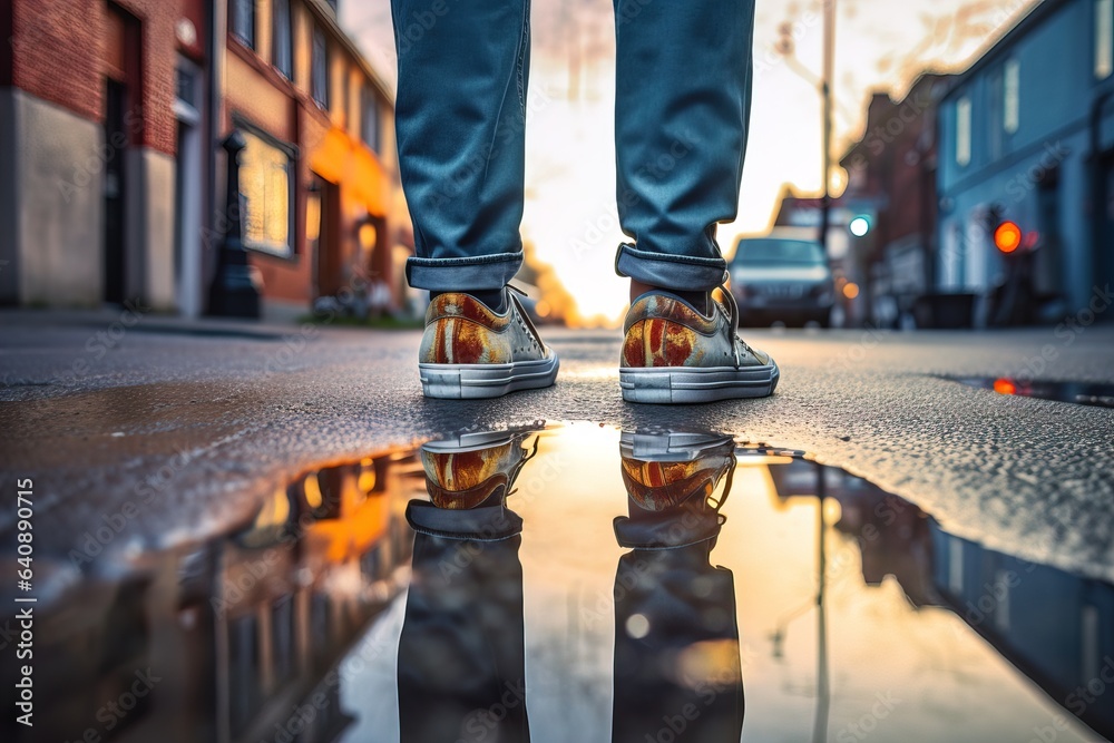 A photo of a persons feet in a pair of trendy sneakers