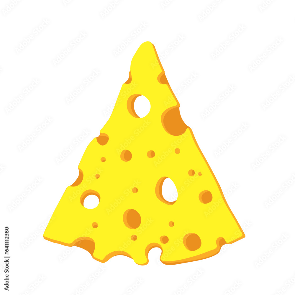 Illustration of a slice of cheese in cartoon style