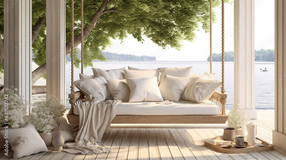 White sofa relaxation house interior comfortable room modern green home furniture design