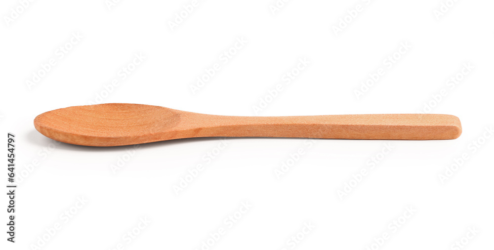 New wooden spoon on white background