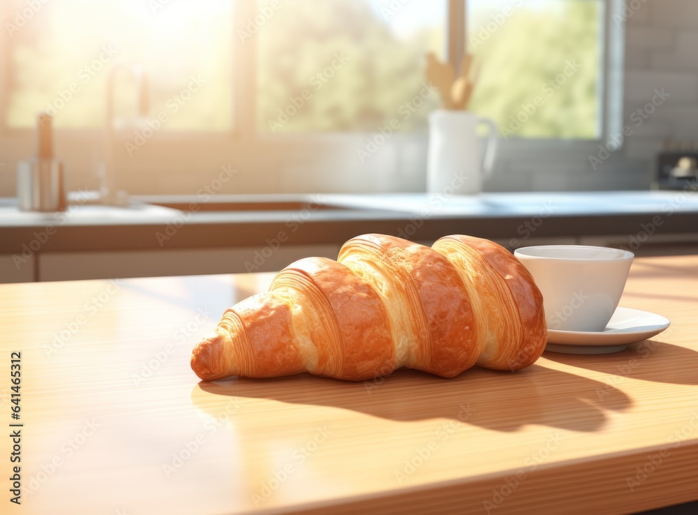 Light breakfast background with croissants