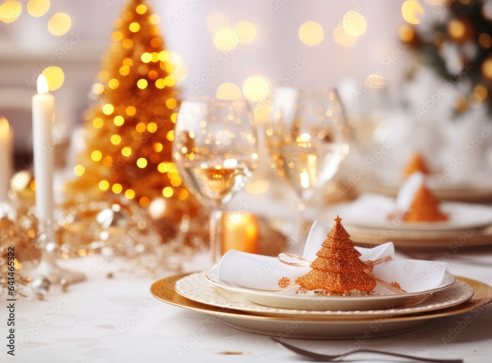 Beautiful Christmas table for holiday dinner