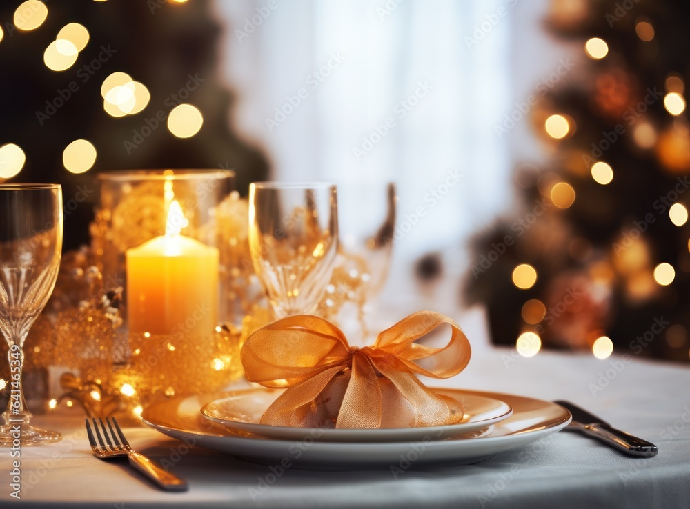 Beautiful Christmas table for holiday dinner