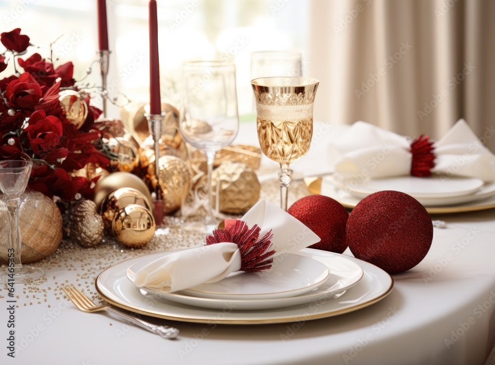 Beautiful Christmas table for holiday dinner