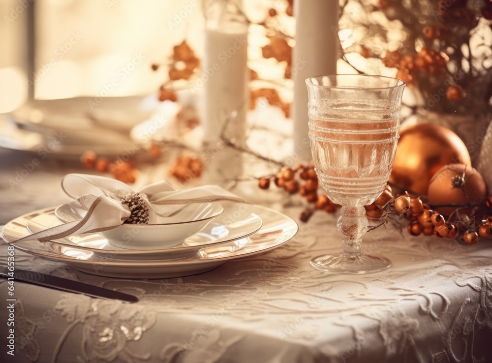 Beautiful Christmas table for holiday dinner