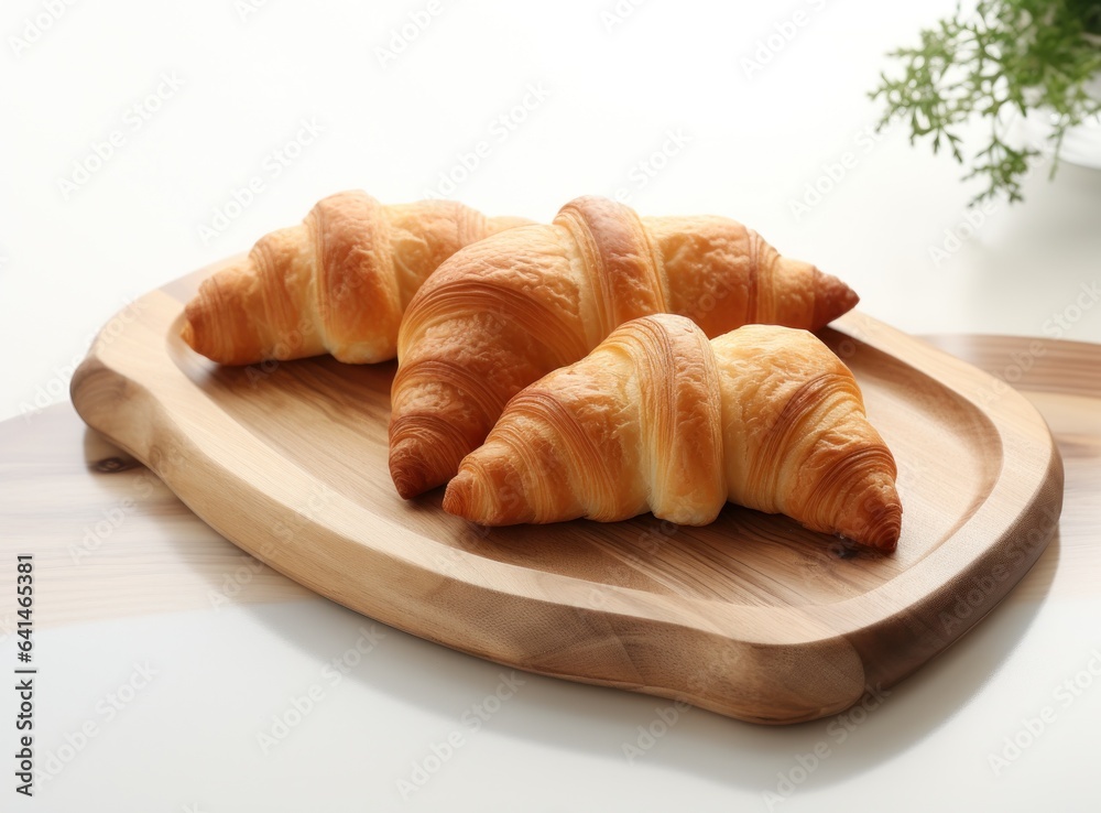 Light breakfast background with croissants