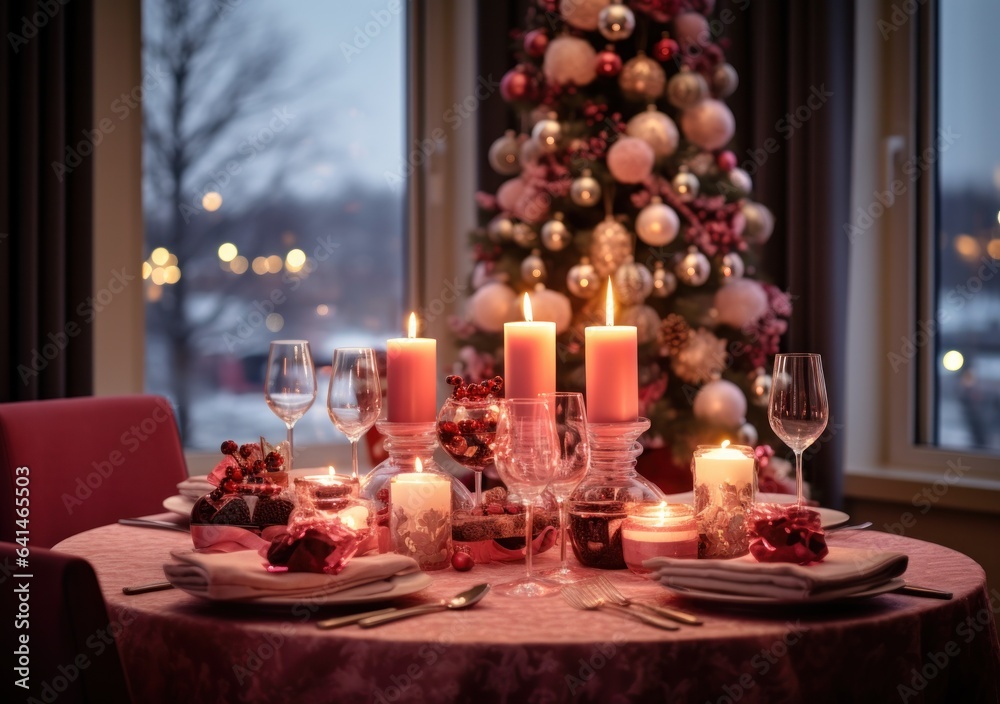 Beautiful Christmas table for holiday dinner