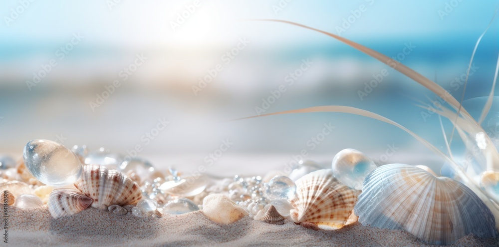 Sea shells and rocks on the beach