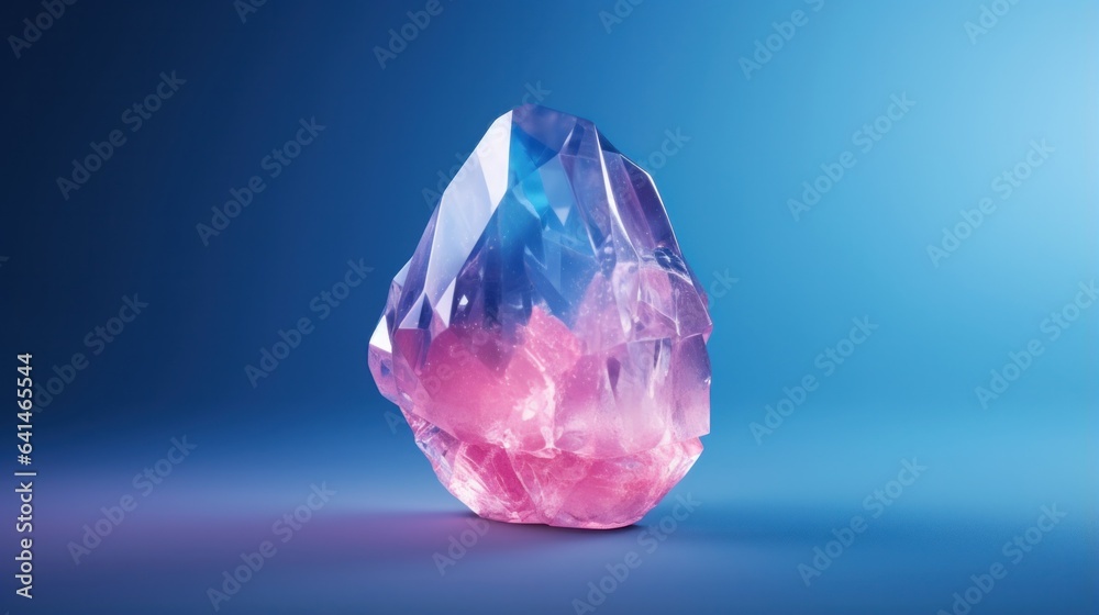 A bunch of crystals on blue background