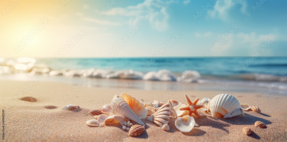 Sea shells and rocks on the beach