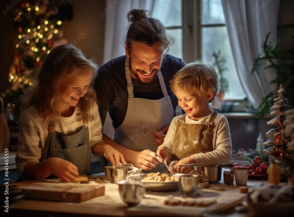 Happy family cook together