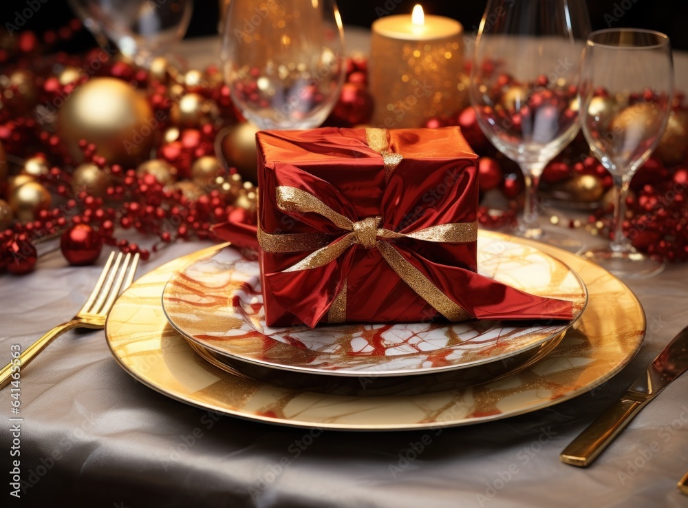 Beautiful Christmas table for holiday dinner