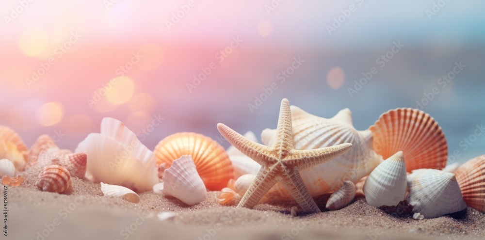 Sea shells and rocks on the beach