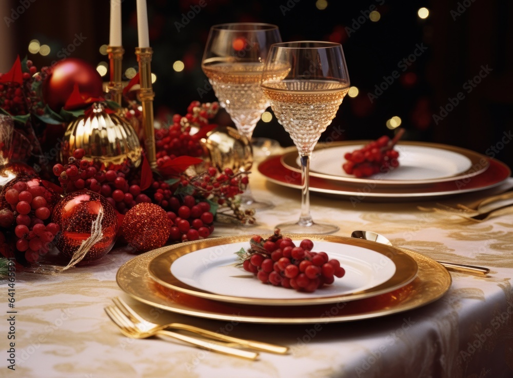 Beautiful Christmas table for holiday dinner