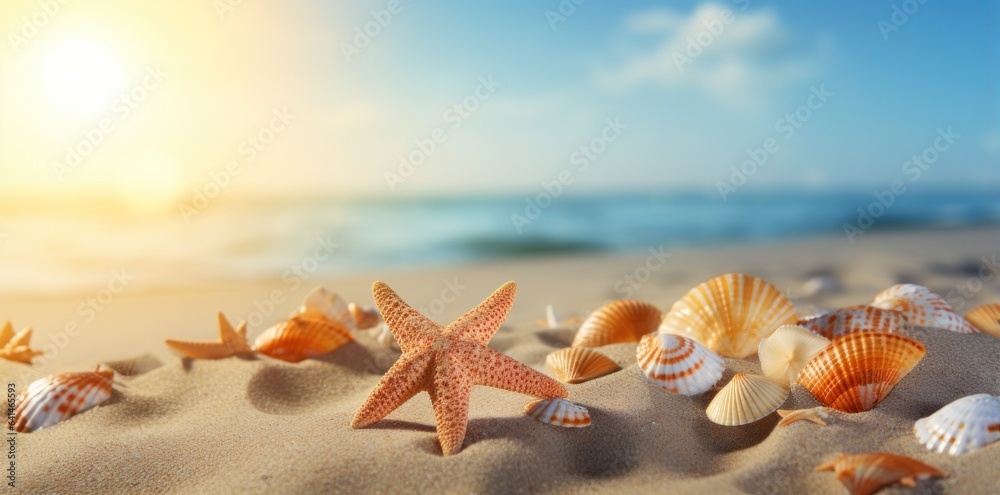 Sea shells and rocks on the beach