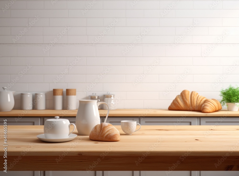 Light breakfast background with croissants