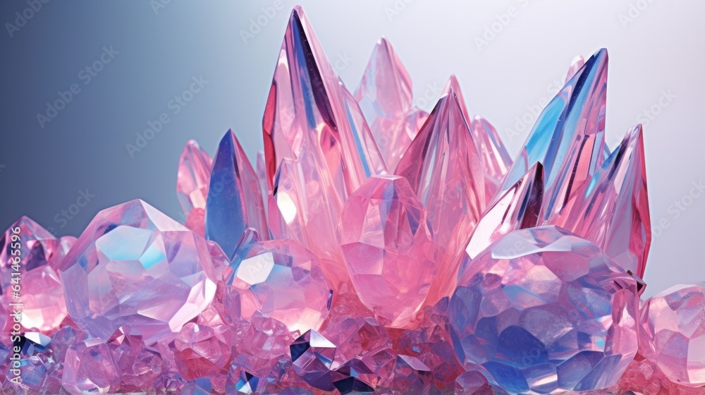 A bunch of crystals on blue background