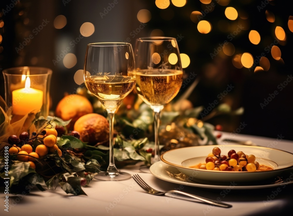 Beautiful Christmas table for holiday dinner