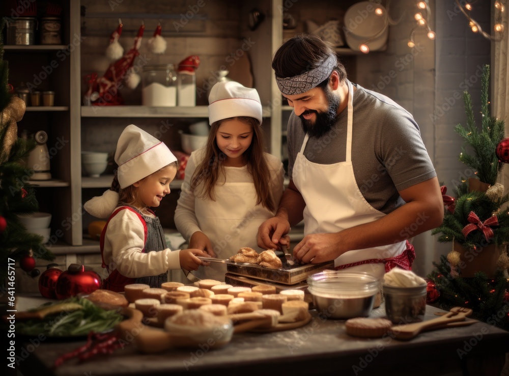 Happy family cook together