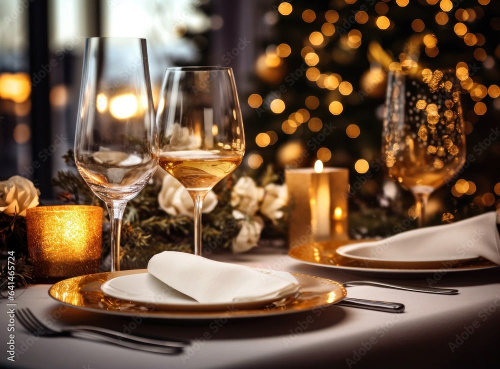 Beautiful Christmas table for holiday dinner