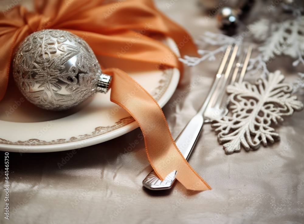 Beautiful Christmas table for holiday dinner.