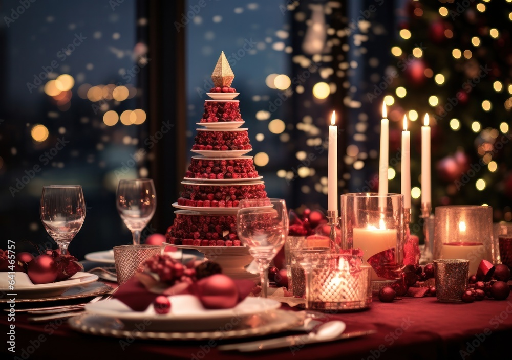 Beautiful Christmas table for holiday dinner