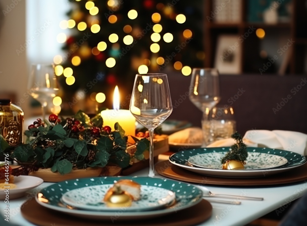 Beautiful Christmas table for holiday dinner