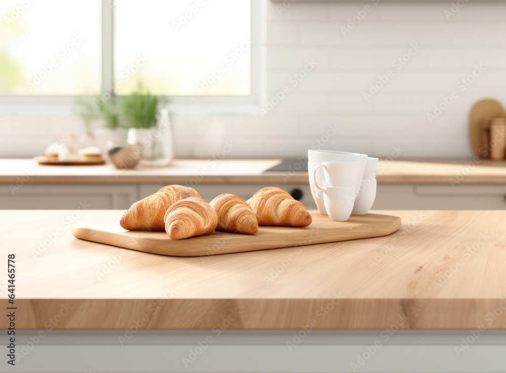 Light breakfast background with croissants