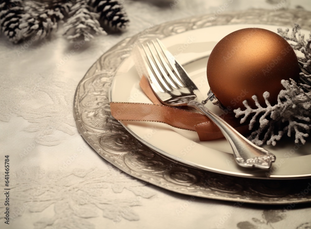 Beautiful Christmas table for holiday dinner.