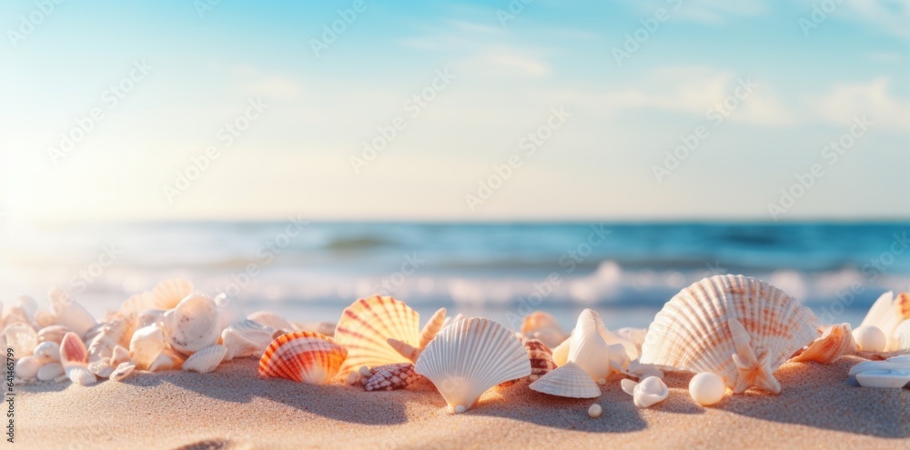 Sea shells and rocks on the beach