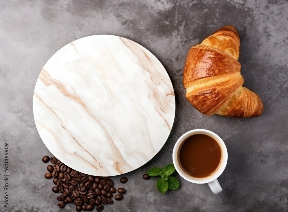 Light breakfast background with croissants