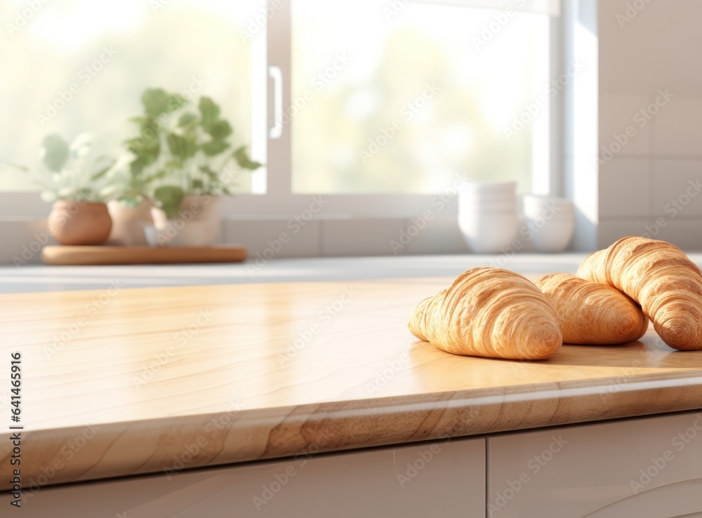 Light breakfast background with croissants