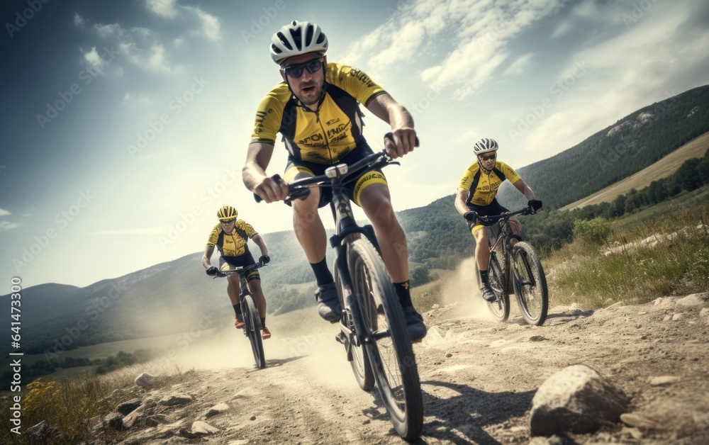 Cyclist riding down the road