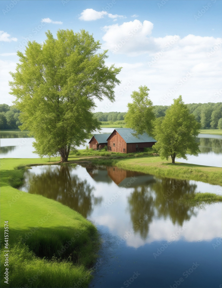 Beautiful farm with lake, with a smalls river, lot trees. Genera