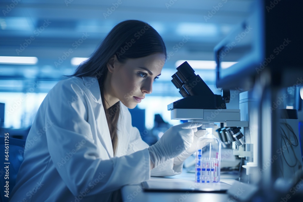 A female scientist conducting research in a laboratory