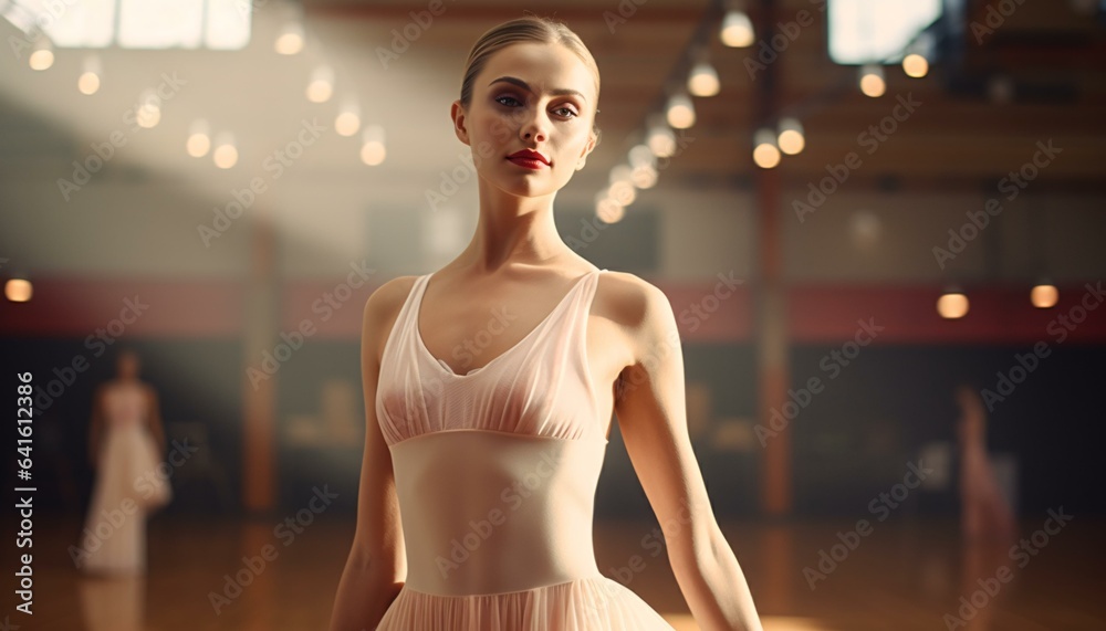 Photo of a woman in a beautiful dress standing gracefully in a room