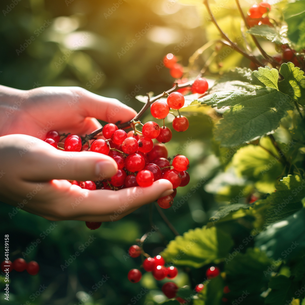 Person holding red berries. Created using generative AI tools.