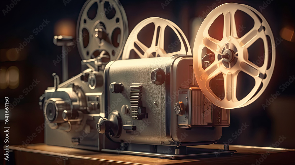 An old movie projector. Cinema concept. Generative Ai