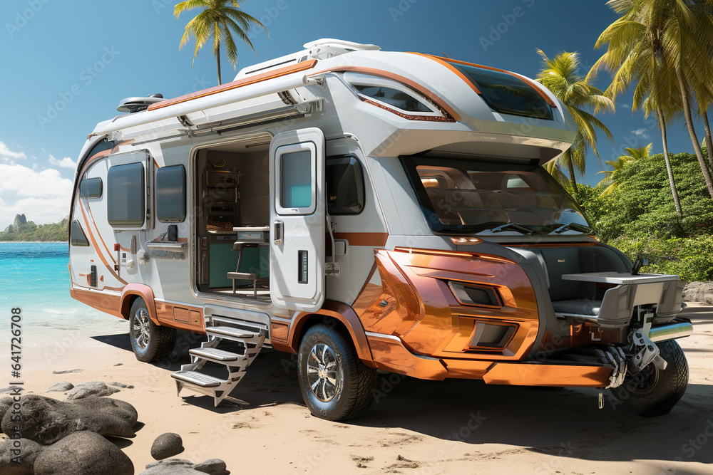 RV seaside beach vacation camping AI