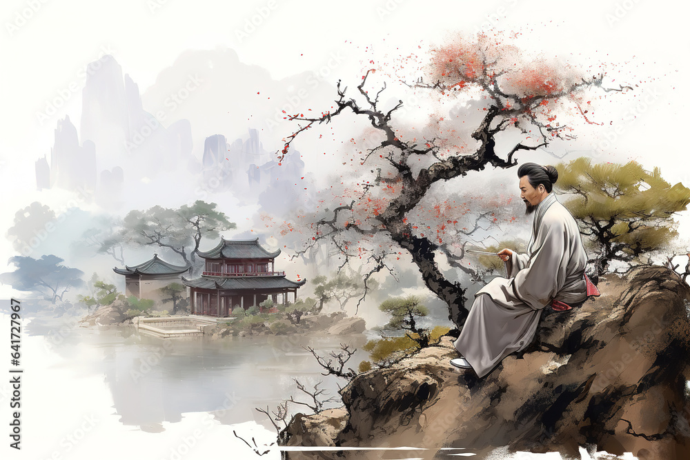 Ancient Chinese poet Li Bai wrote poems on the stones in the mountains and forests