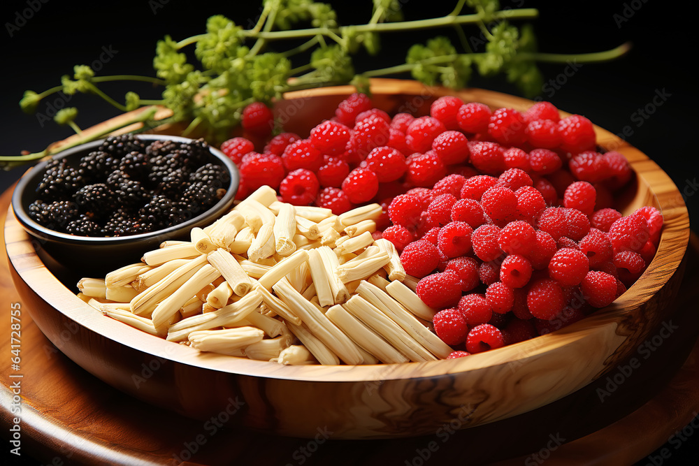 Fresh spices and herbs isolated on black color background