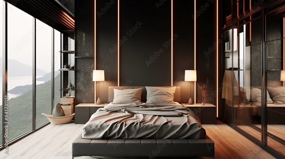 High-end mansion bedroom interior view