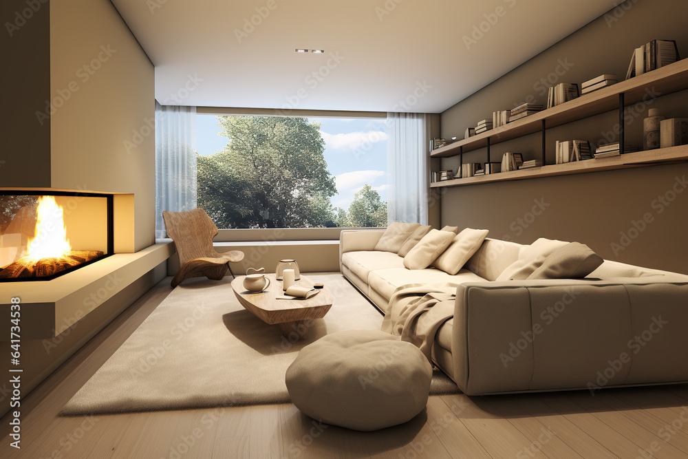 Real estate mansion or apartment living room interior view