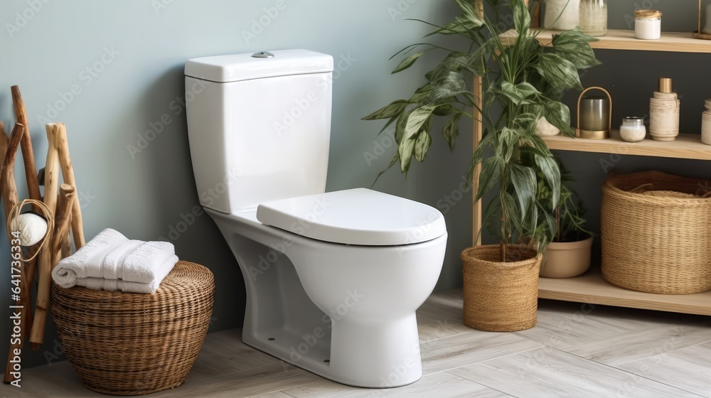 Ceramic toilet bowl in the bathroom.