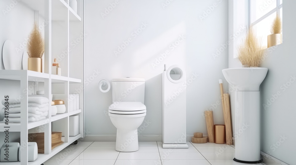 Ceramic toilet bowl in the bathroom.