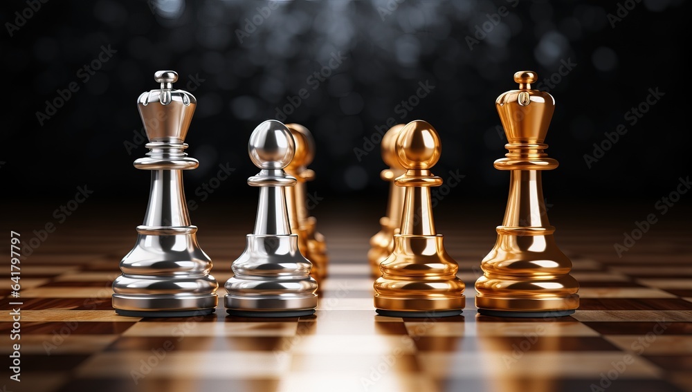 gold silver chess pieces on the chessboard