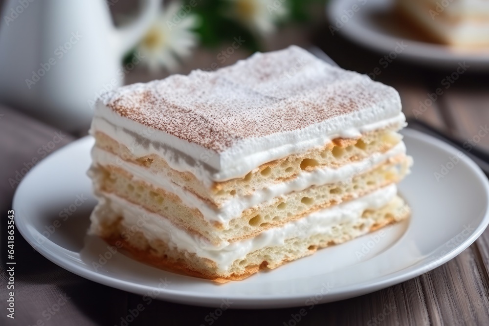 White bunk cake lies on the table