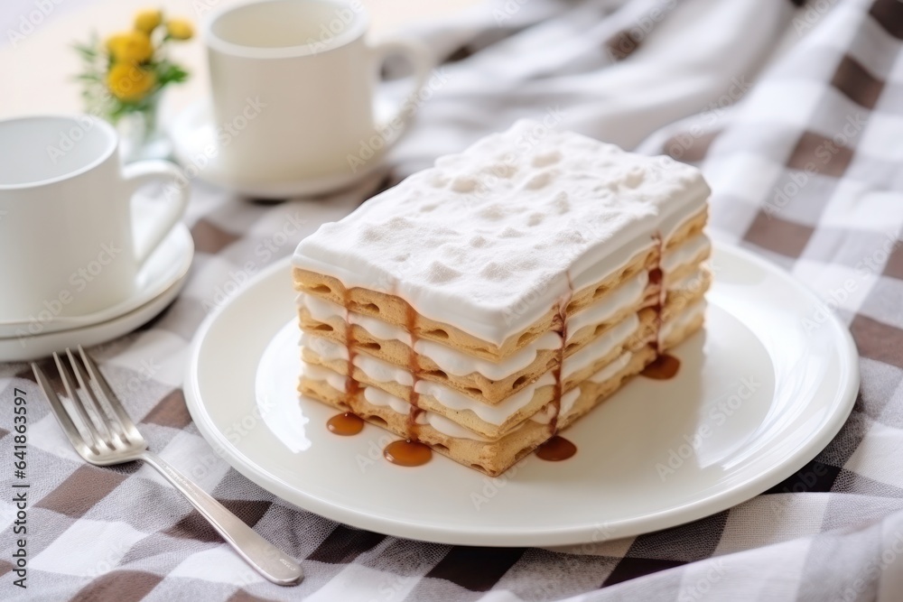 White bunk cake lies on the table