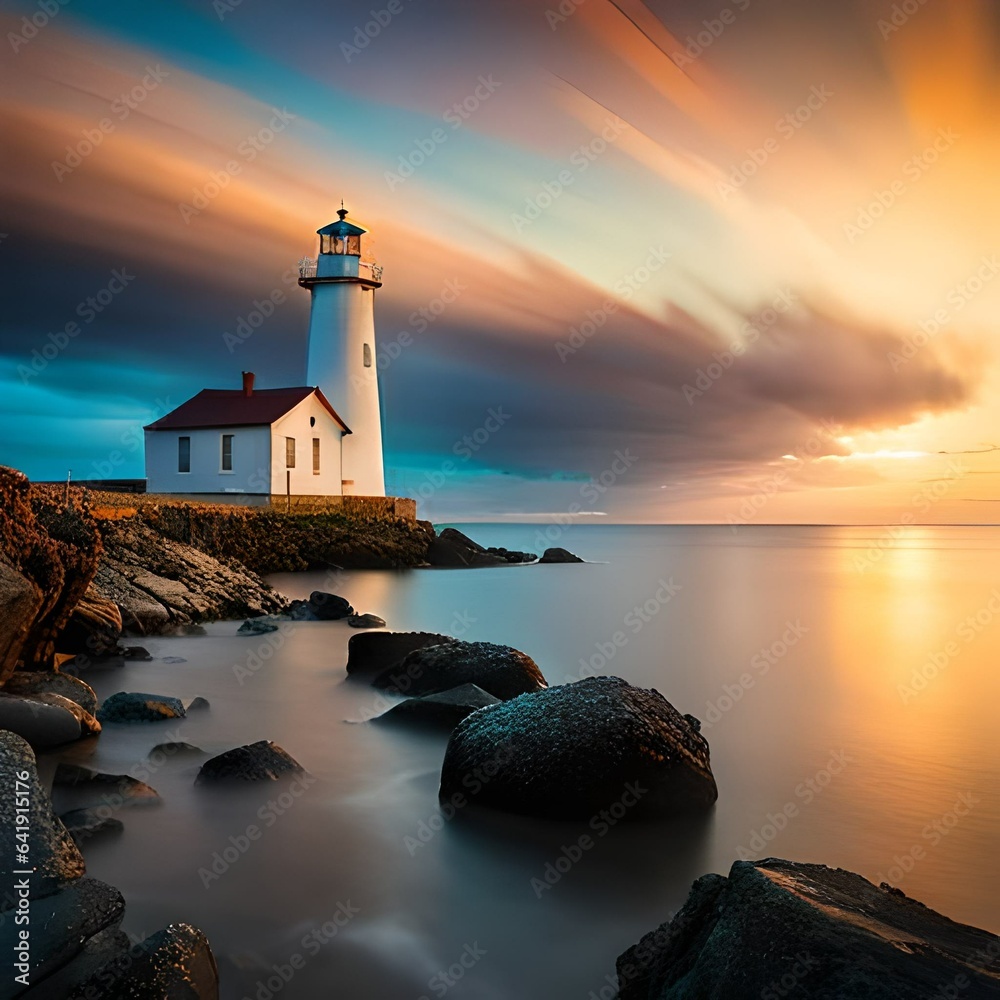 lighthouse at sunset